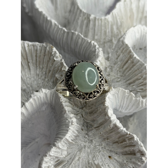 925 Sterling Silver Jadeite Ring Size 9