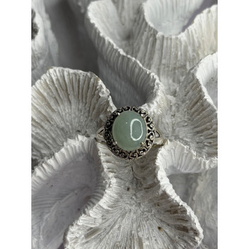 925 Sterling Silver Jadeite Ring Size 9