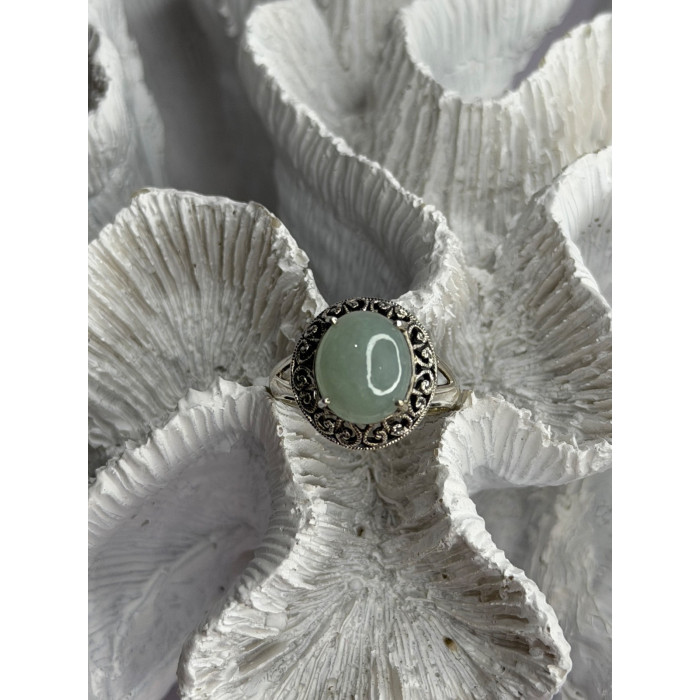 925 Sterling Silver Jadeite Ring Size 9
