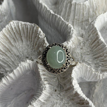 925 Sterling Silver Jadeite Ring Size 9