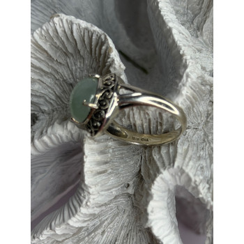 925 Sterling Silver Jadeite Ring Size 9