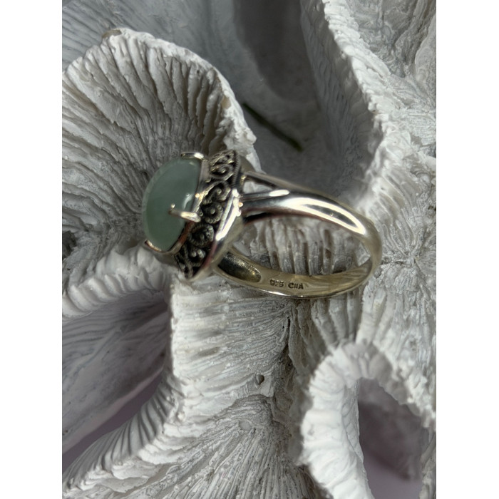 925 Sterling Silver Jadeite Ring Size 9