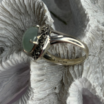 925 Sterling Silver Jadeite Ring Size 9