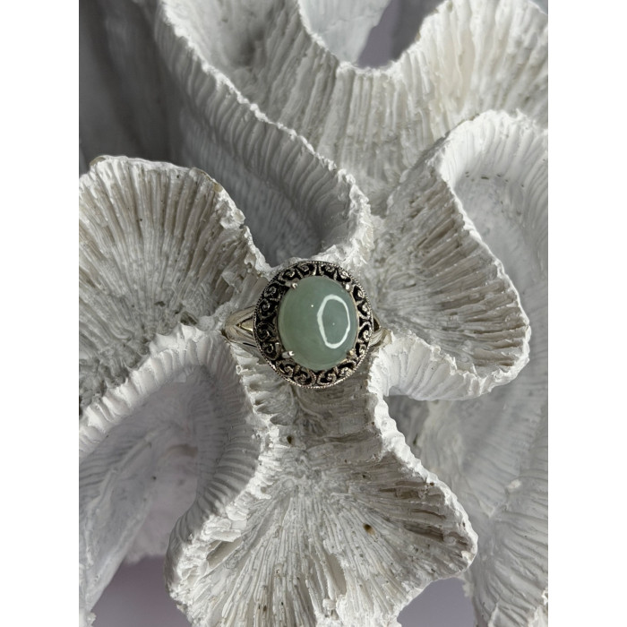 925 Sterling Silver Jadeite Ring Size 9