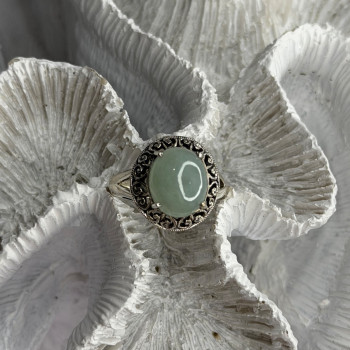 925 Sterling Silver Jadeite Ring Size 9