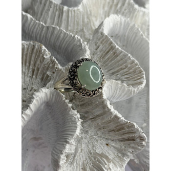 925 Sterling Silver Jadeite Ring Size 9