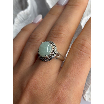 925 Sterling Silver Jadeite Ring Size 9