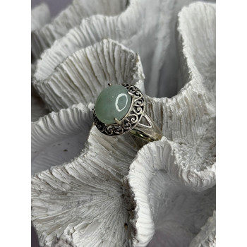 925 Sterling Silver Jadeite Ring Size 9