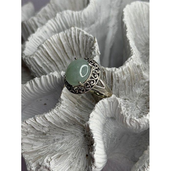 925 Sterling Silver Jadeite Ring Size 9