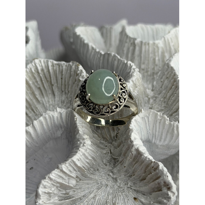 925 Sterling Silver Jadeite Ring Size 9