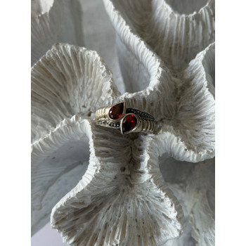 Vintage 925 Sterling Silver Garnet & Marcasite Ring Size 6