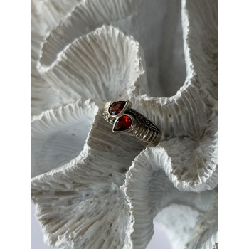 Vintage 925 Sterling Silver Garnet & Marcasite Ring Size 6