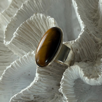 925 Sterling Silver Tigers Eye Ring Size 7