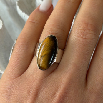 925 Sterling Silver Tigers Eye Ring Size 7