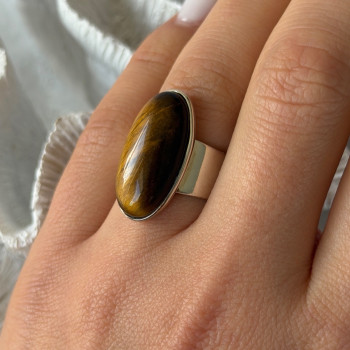 925 Sterling Silver Tigers Eye Ring Size 7