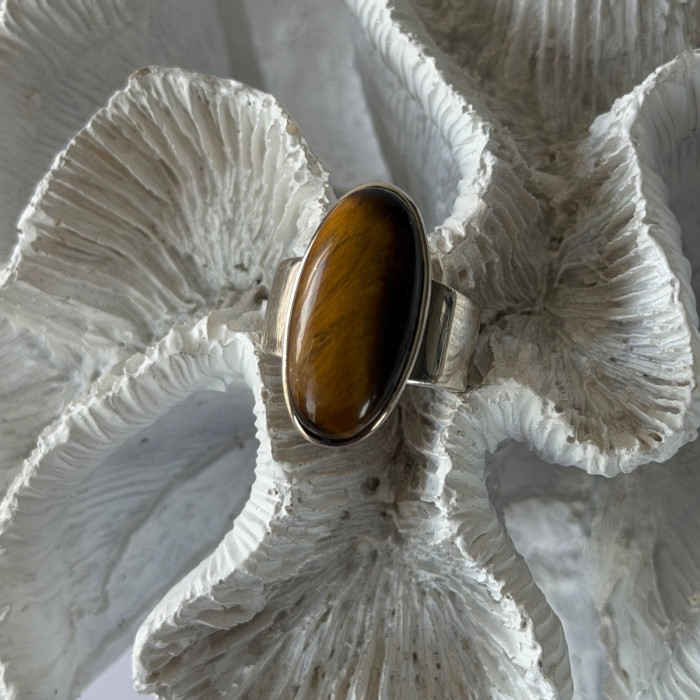 925 Sterling Silver Tigers Eye Ring Size 7