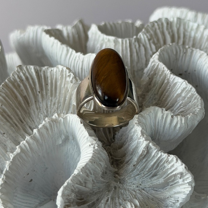 925 Sterling Silver Tigers Eye Ring Size 7