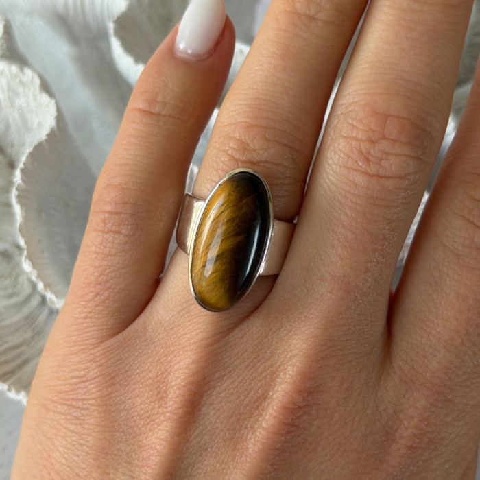 925 Sterling Silver Tigers Eye Ring Size 7