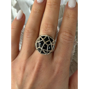 925 Sterling Silver Onyx Ring Size 7