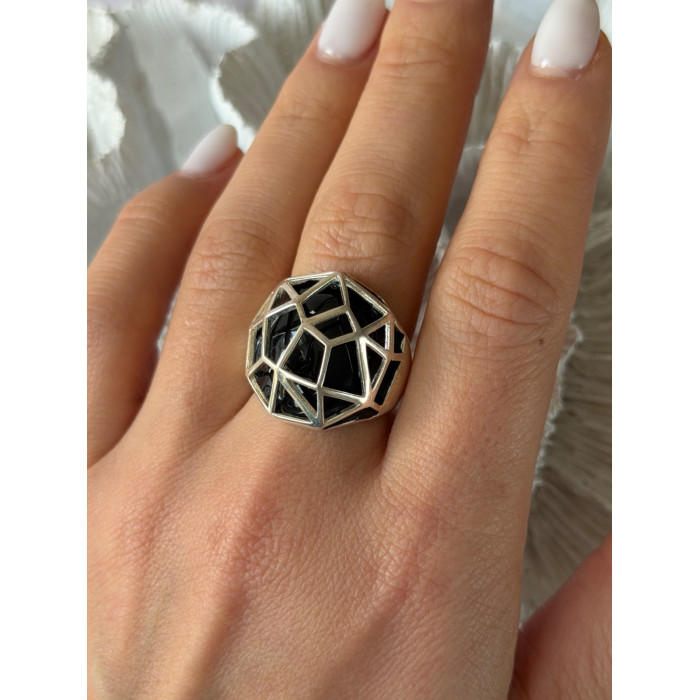 925 Sterling Silver Onyx Ring Size 7
