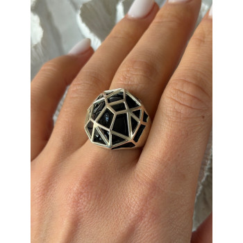 925 Sterling Silver Onyx Ring Size 7