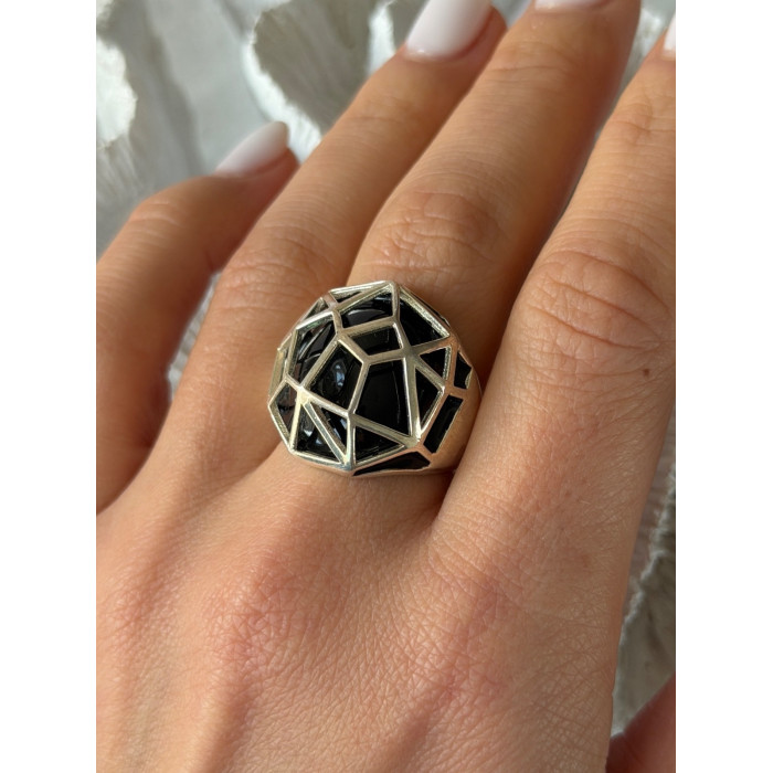925 Sterling Silver Onyx Ring Size 7