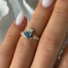 925 Sterling Silver Heart Blue Topaz Ring Size 5.5