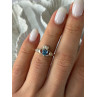 925 Sterling Silver Heart Blue Topaz Ring Size 5.5