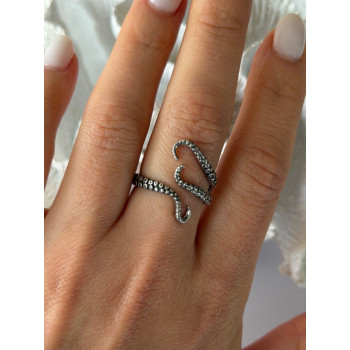 Adjustable Octopus Tentacle Wrap 925 Sterling Silver Ring Size 9