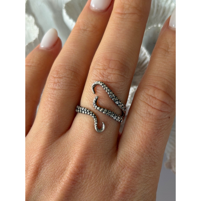 Adjustable Octopus Tentacle Wrap 925 Sterling Silver Ring Size 9