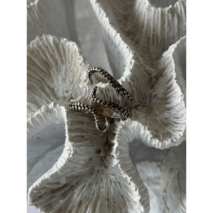 Adjustable Octopus Tentacle Wrap 925 Sterling Silver Ring Size 9