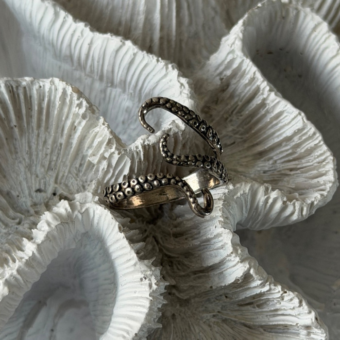 Adjustable Octopus Tentacle Wrap 925 Sterling Silver Ring Size 9