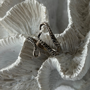 Adjustable Octopus Tentacle Wrap 925 Sterling Silver Ring Size 9