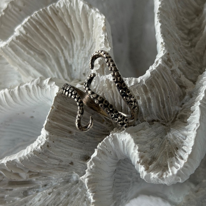 Adjustable Octopus Tentacle Wrap 925 Sterling Silver Ring Size 9