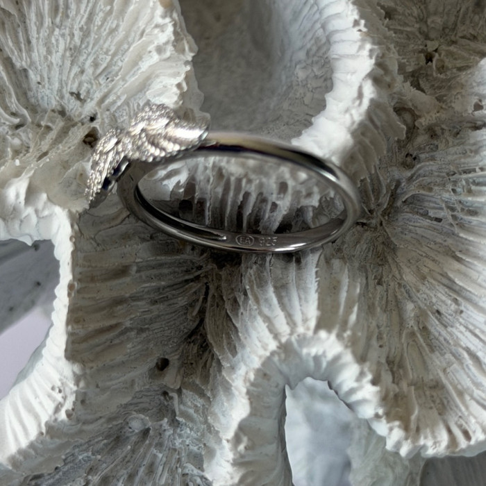 925 Sterling Silver Angel Wings Cz Ring Size 9