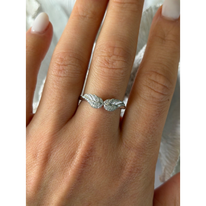 925 Sterling Silver Angel Wings Cz Ring Size 9