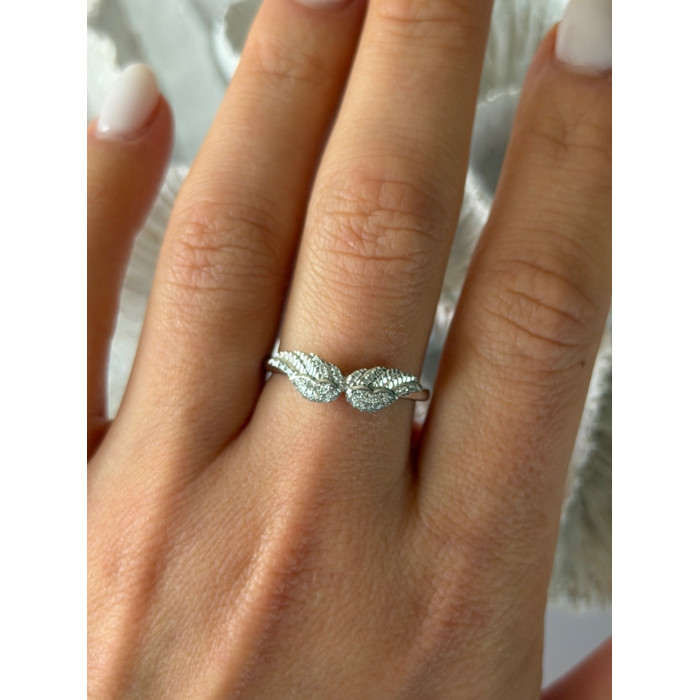 925 Sterling Silver Angel Wings Cz Ring Size 9