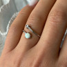 Adjustable 925 Sterling Silver Opal & Beryl Ring