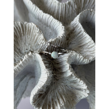 Adjustable 925 Sterling Silver Opal & Beryl Ring