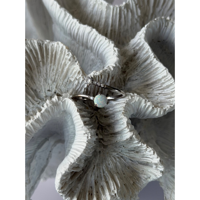 Adjustable 925 Sterling Silver Opal & Beryl Ring