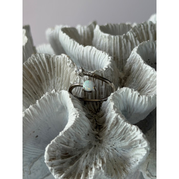 Adjustable 925 Sterling Silver Opal & Beryl Ring