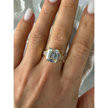 925 Sterling Silver Gold Plated Cz Ring Size 8
