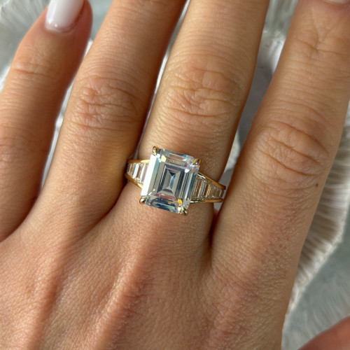 925 Sterling Silver Gold Plated Cz Ring Size 8