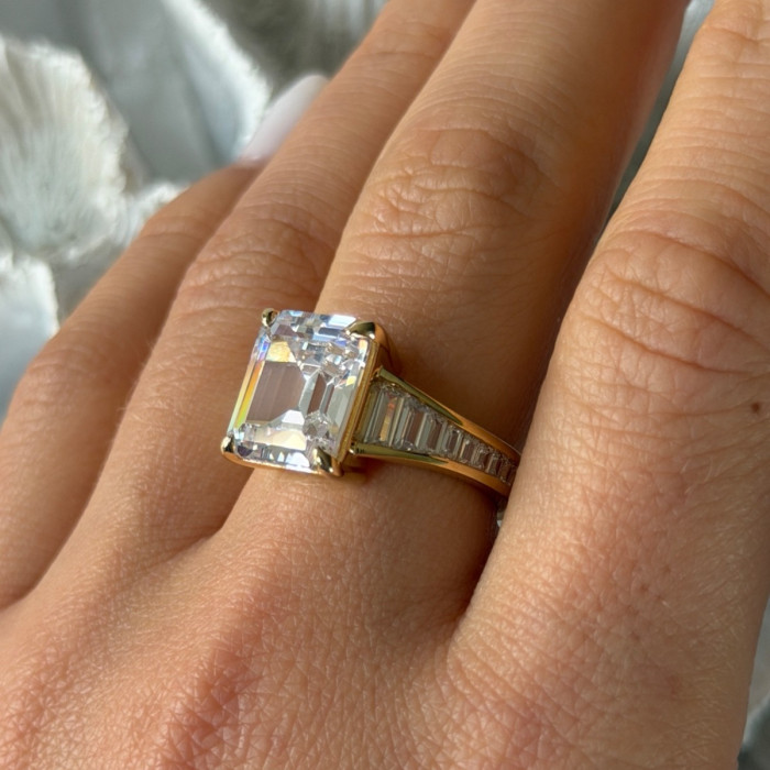 925 Sterling Silver Gold Plated Cz Ring Size 8