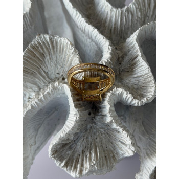 925 Sterling Silver Gold Plated Cz Ring Size 8