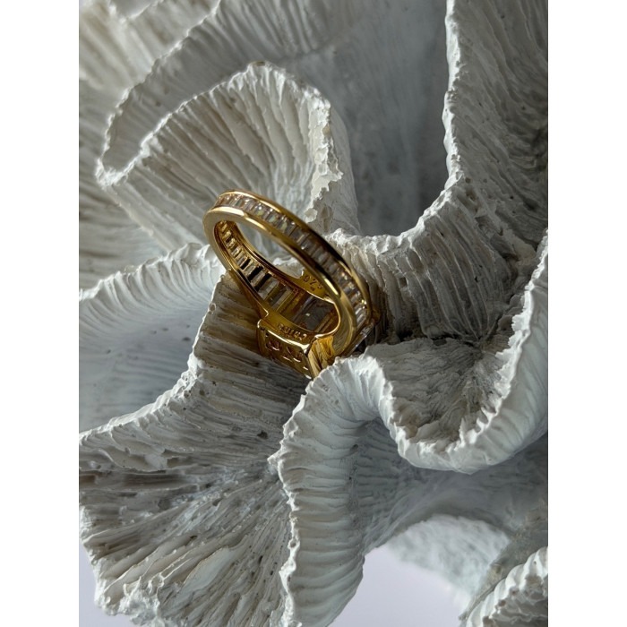 925 Sterling Silver Gold Plated Cz Ring Size 8