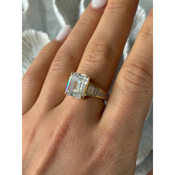 925 Sterling Silver Gold Plated Cz Ring Size 8