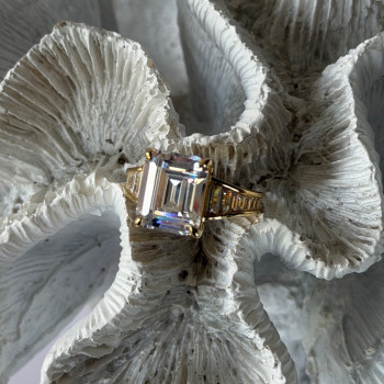 925 Sterling Silver Gold Plated Cz Ring Size 8