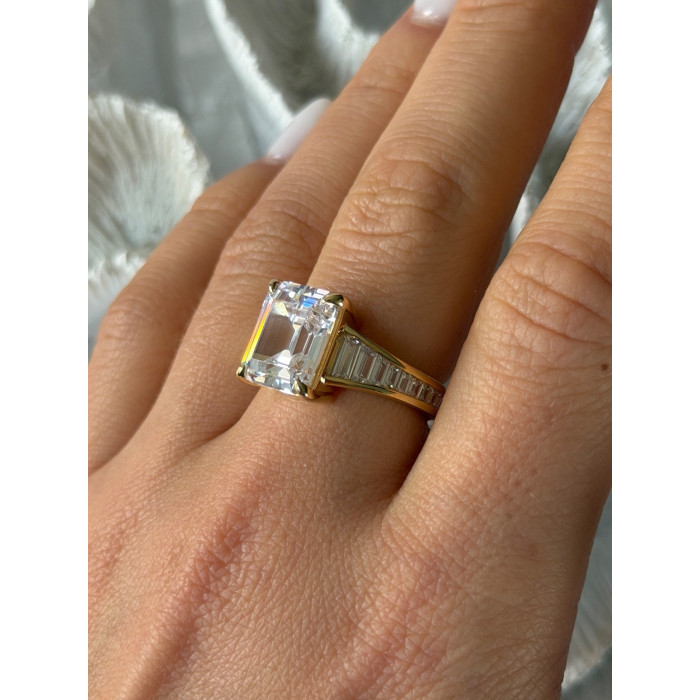 925 Sterling Silver Gold Plated Cz Ring Size 8