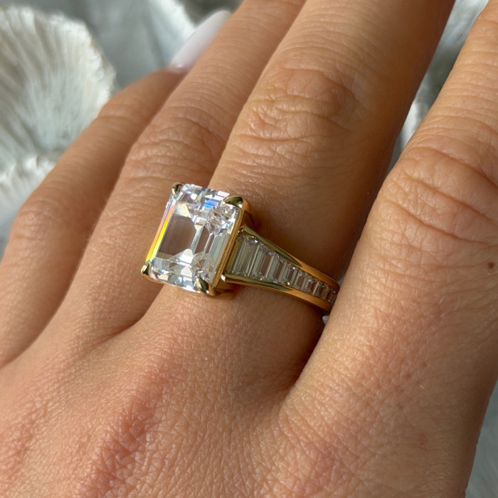 925 Sterling Silver Gold Plated Cz Ring Size 8